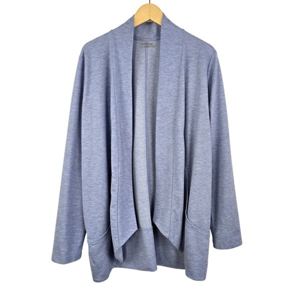 Shambhala Women's Open Front Cardigan Heathered Blue Pockets XL